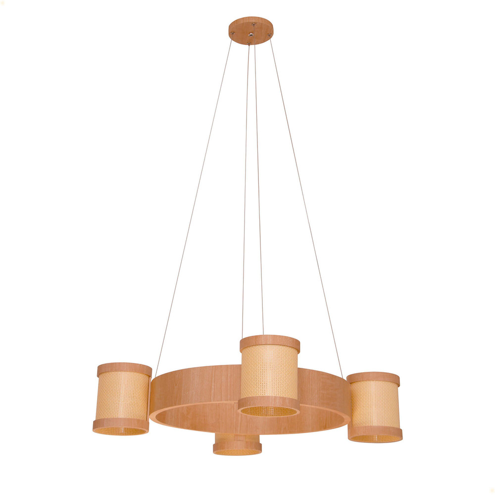 Lustre Muller Straw Roda Natural G9 Led 4 Lâmpadas 2574NA