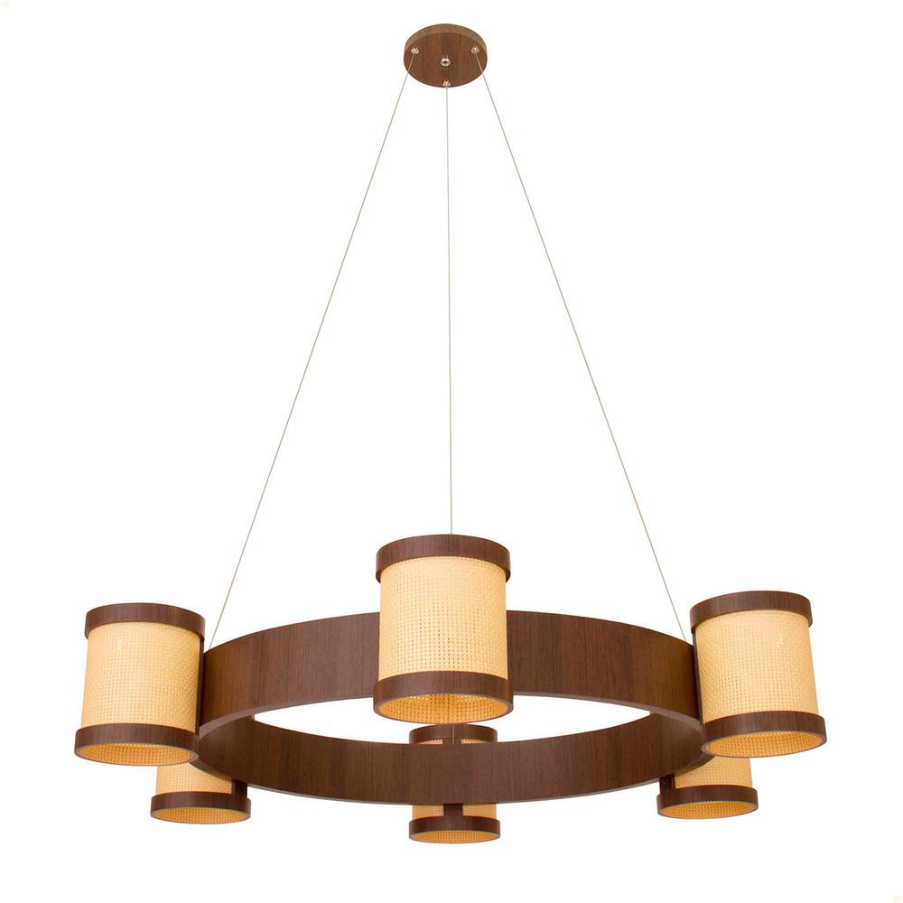 Lustre Muller Straw Roda Imbuia G9 Led 6 Lâmpadas 2576IB