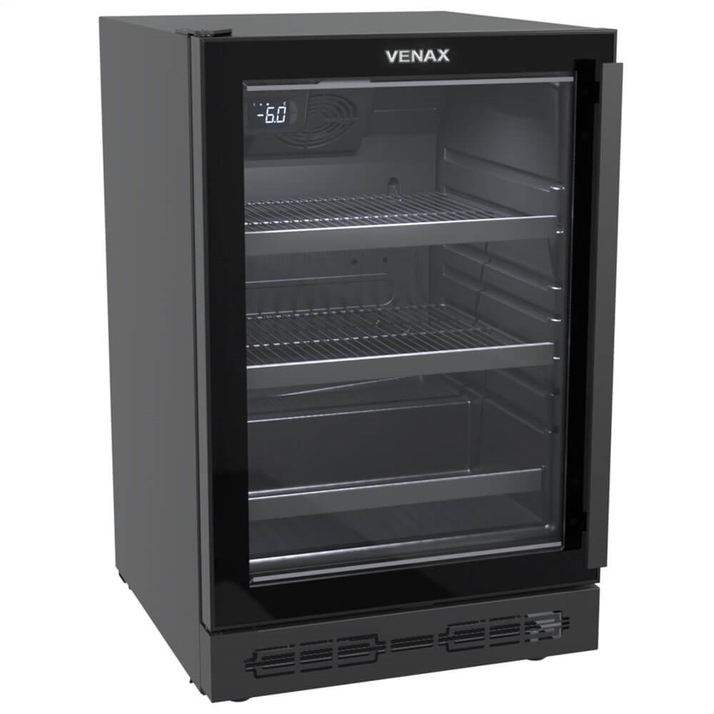 Cervejeira de Embutir Venax Top Light In 100L Preto Fosco Led Branco Porta Invertida de Vidro 127V