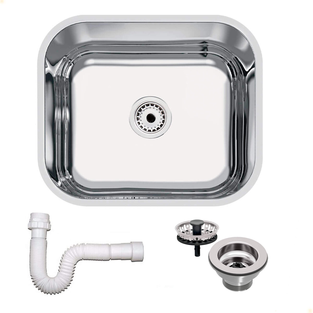 Cuba Tramontina Lavínia 40x34 cm Standard em Aço Inox Polido 40 BL com Válvula e Sifão 94081507