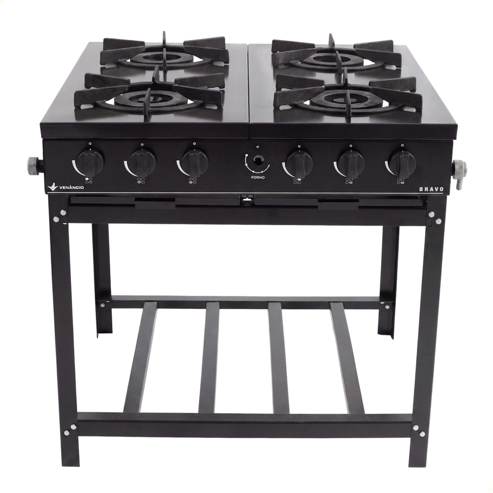 Fogão Industrial A Gás Venâncio Bravo 4 Bocas Com Manípulos Preto BR4BPR 23375