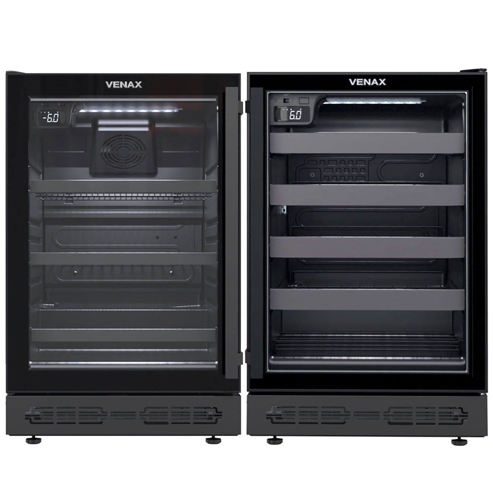 Conjunto Venax Cervejeira E Adega de Embutir Top Light In 100 L Preto Fosco Porta Invertida 127V