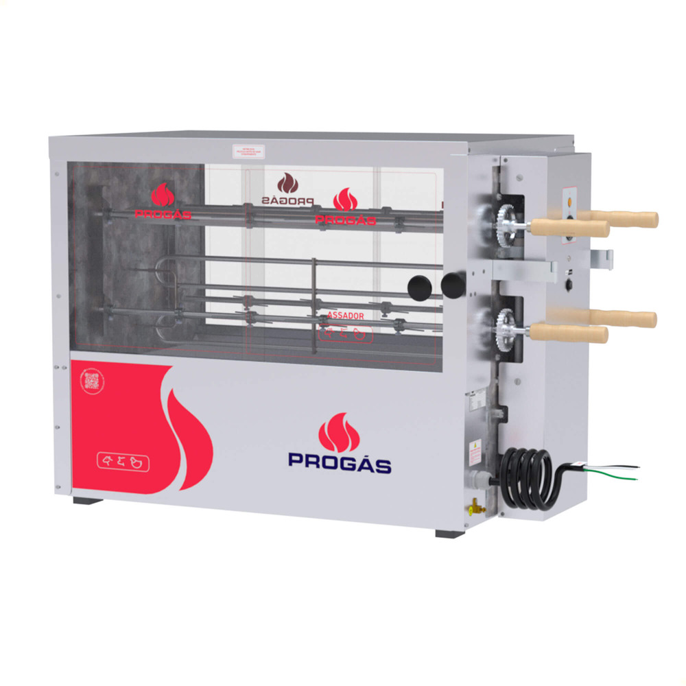 Forno Assador Rotativo Progás Elétrico Em Aço Inox PR-6040 DUO E 220V