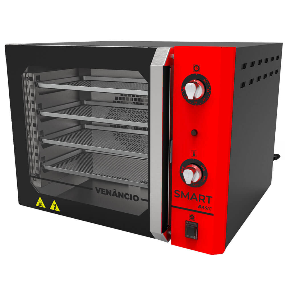 Forno Industrial Convector Venâncio Smart Basic Vermelho 4 Esteiras Corpo Preto 220v FCSB4E 15489
