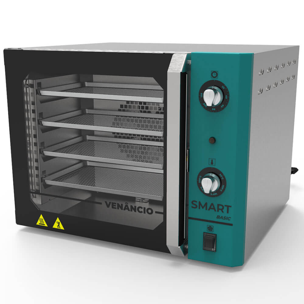 Forno Industrial Convector Venâncio Smart Basic Azul Turq 4 Esteiras Corpo Inox 220v FCSB4E 16712