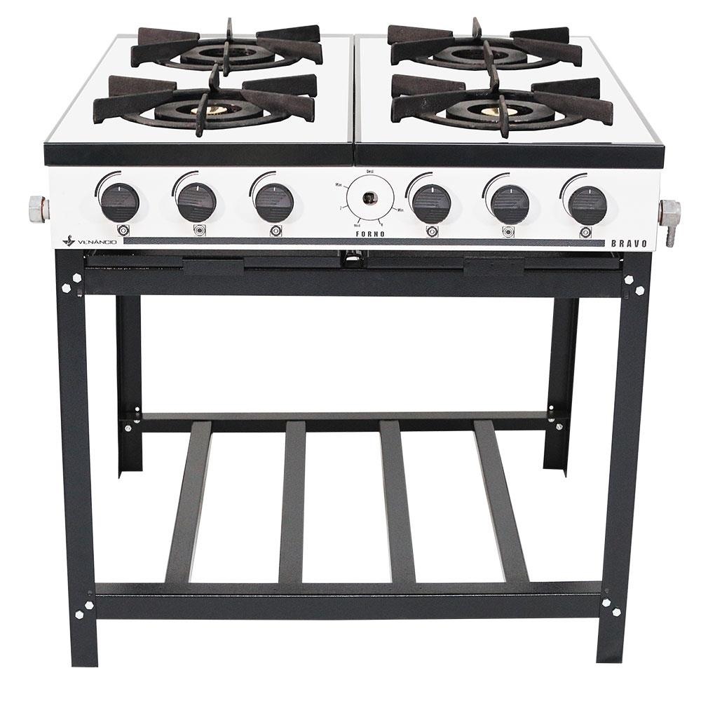 Fogão Industrial Venâncio à Gás Bravo 4 Bocas Branco Esmaltado BR4BBR