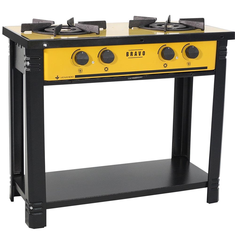 Fogão Industrial Venâncio à Gás Bravo 2 Bocas Amarelo Esmaltado BR2BAM