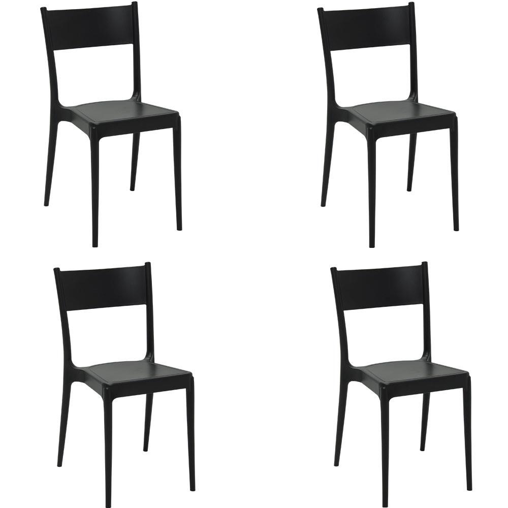 Conjunto 4 Cadeiras Diana Tramontina Preta em Polipropileno 92030409