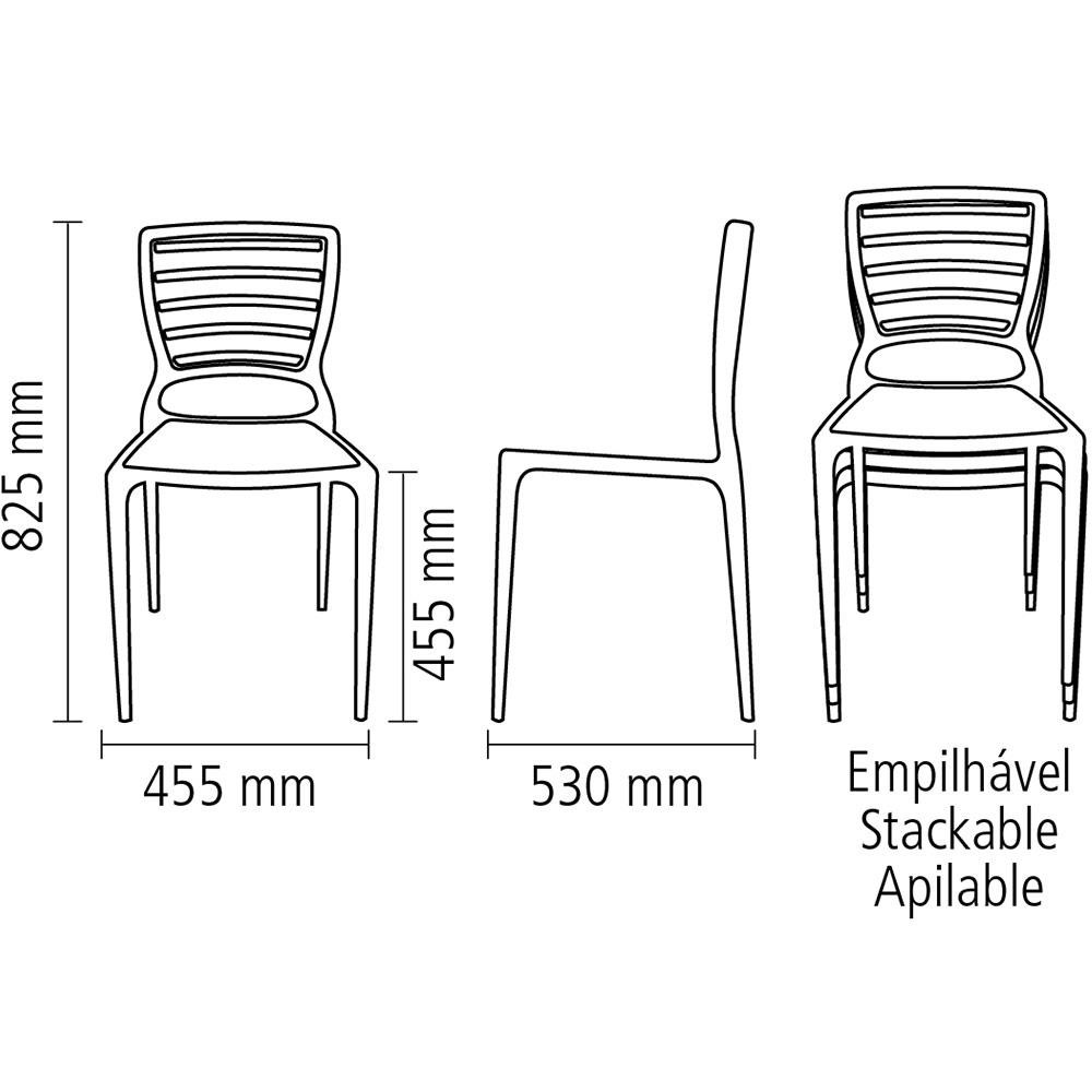 Kit 4 Cadeiras Tramontina Sofia Marrom sem Braços com Encosto Vazado  Horizontal 92237109 - CASA ATIVA LTDA
