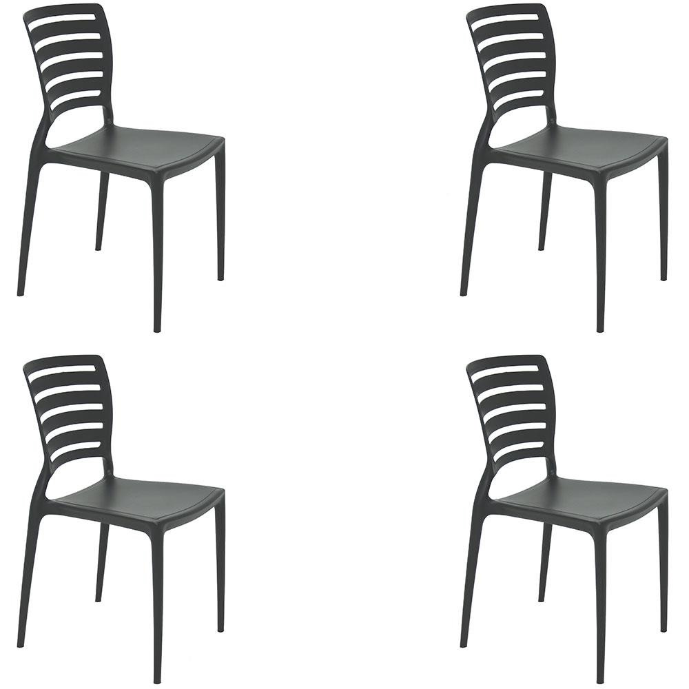 Kit 4 Cadeiras Tramontina Sofia em Polipropileno e Fibra de Vidro Preto 92237009
