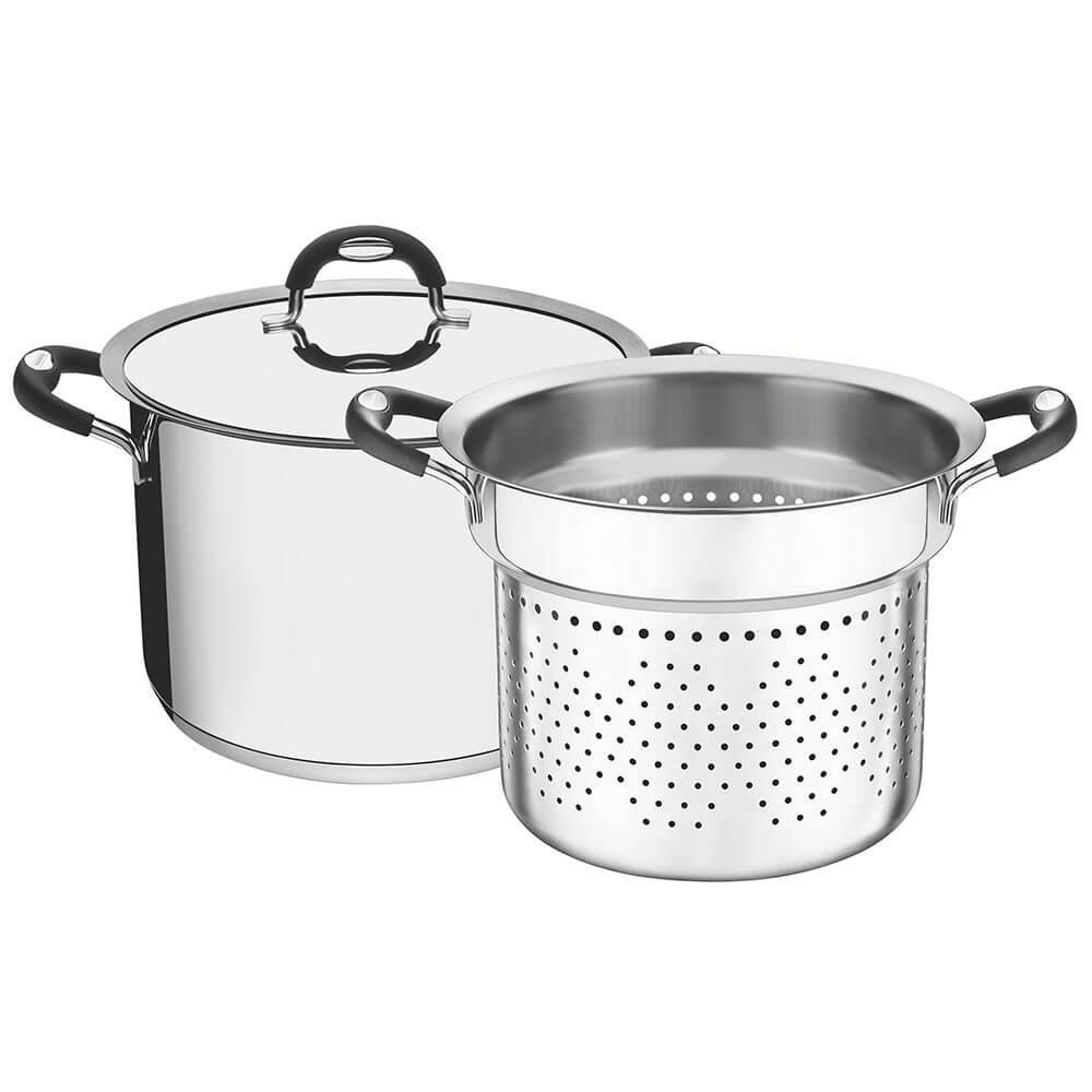 Jogo Cozi-Pasta Tramontina Duo Silicone Aço Inox Fundo Triplo Alças Silicone 2 Peças 24 cm 65480400