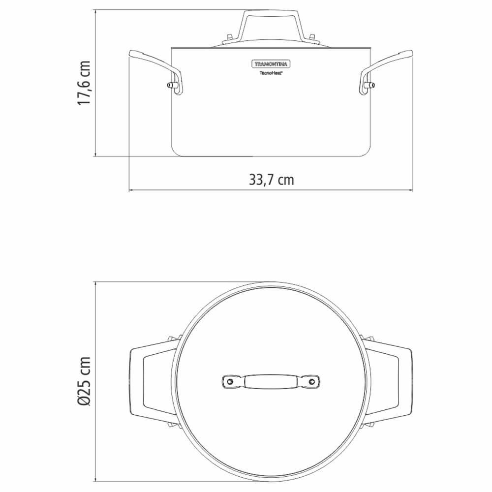Tramontina Casseruola In Acciaio Inox 20 Cm - 3,1 L, Corpo Triplo, Adatta A Induzione - Con Coperchio