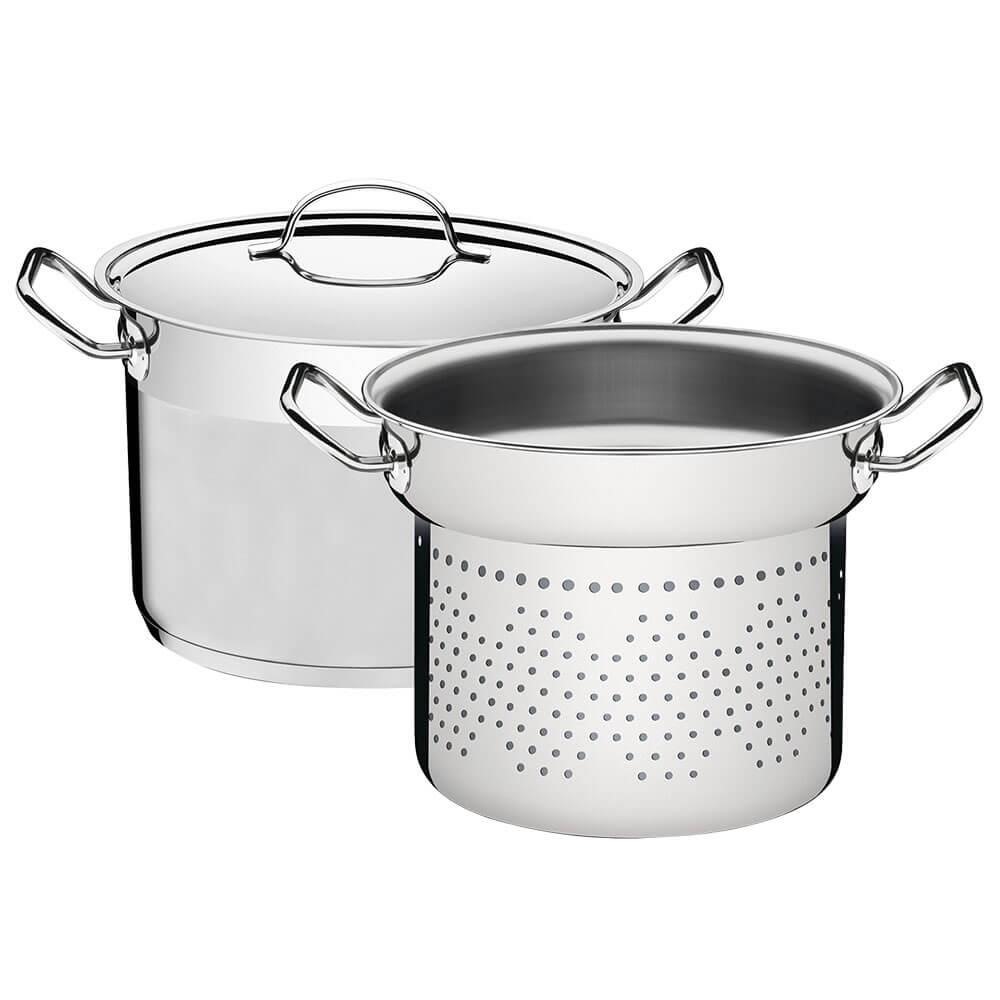 Jogo Cozi-Pasta Tramontina Professional 2 Peças 24 cm em Aço Inox Fundo Triplo 65620400