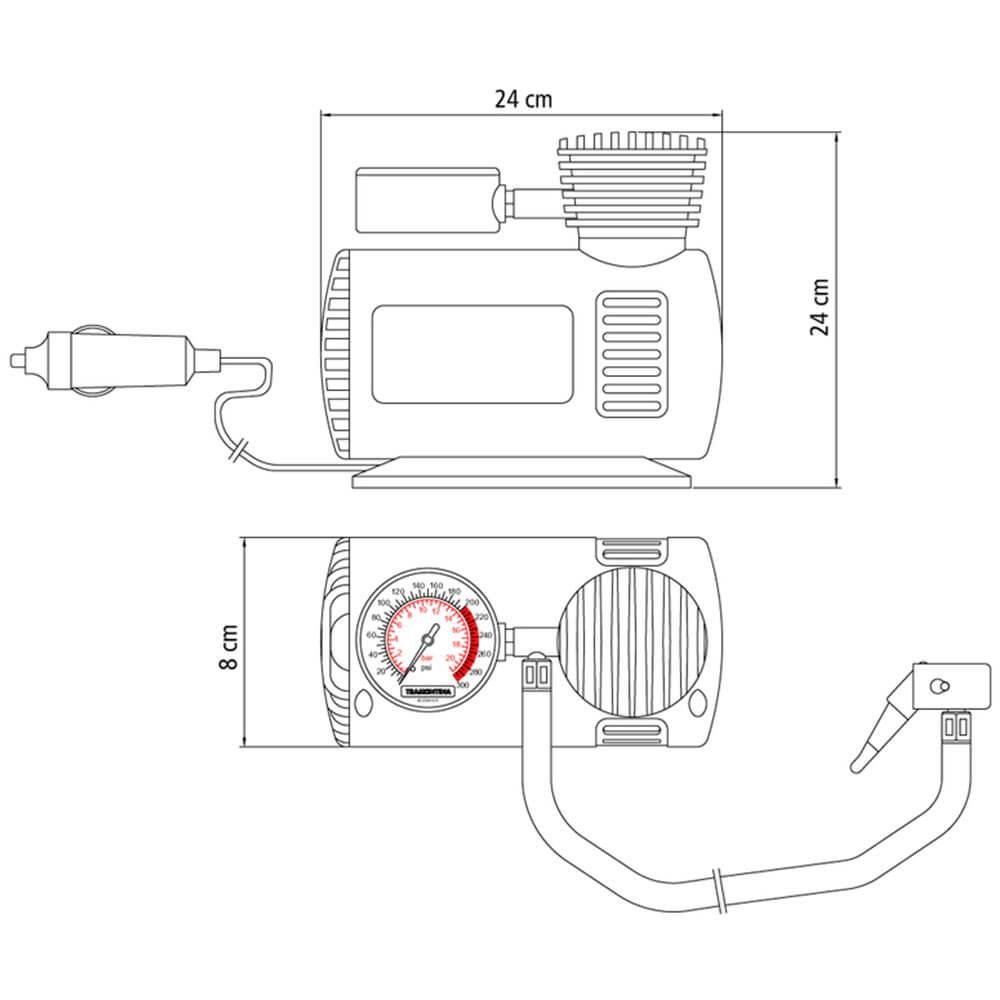 Compressor de Ar Portátil 300PSI 12V 50W - TRAMONTINA-42330001