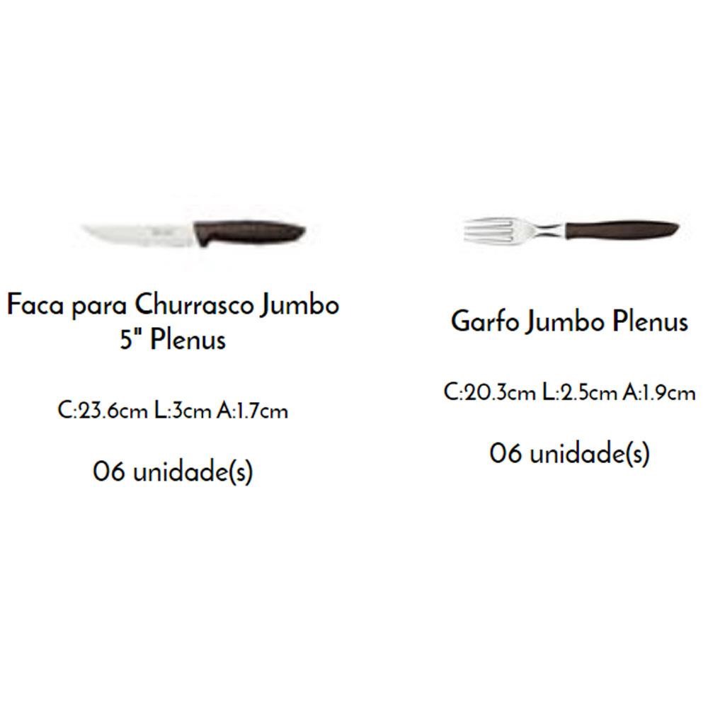 Jogo Para Churrasco Garfo e Faca Tramontina 12 Peças Jumbo