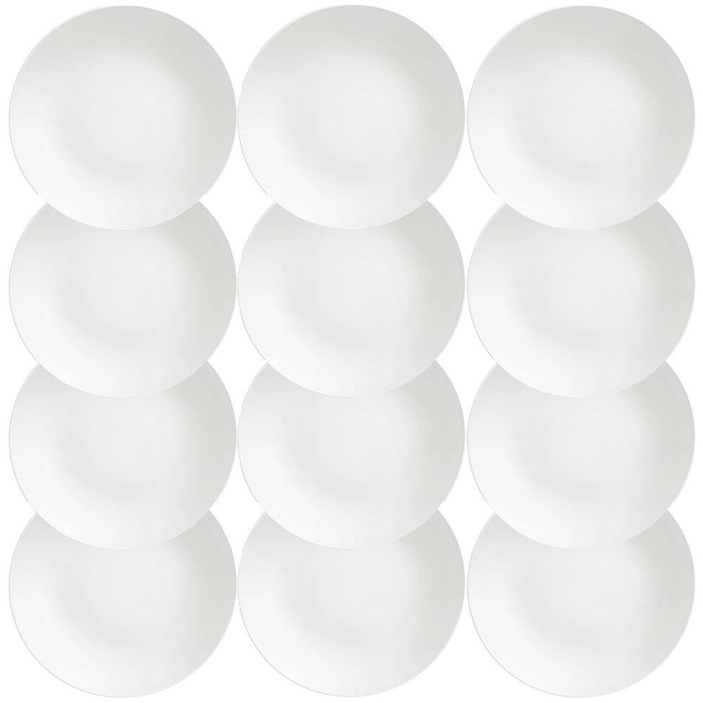 12 Pratos Raso Minimalista Tramontina Leonora em Porcelana Branca 25 cm 96010204