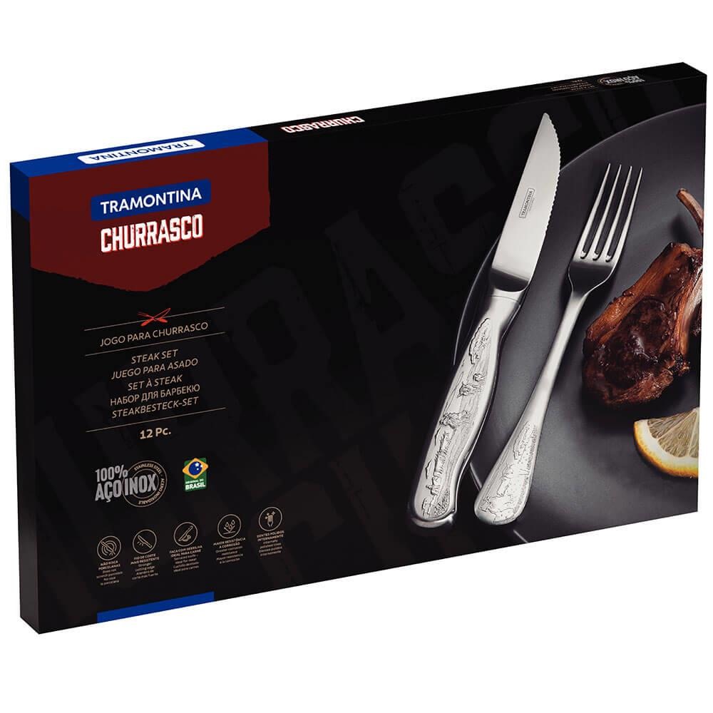 Kit Churrasco Tramontina 12 Peças Jumbo Garfo Faca 22399/063 - Shoploko -  Por você, para você