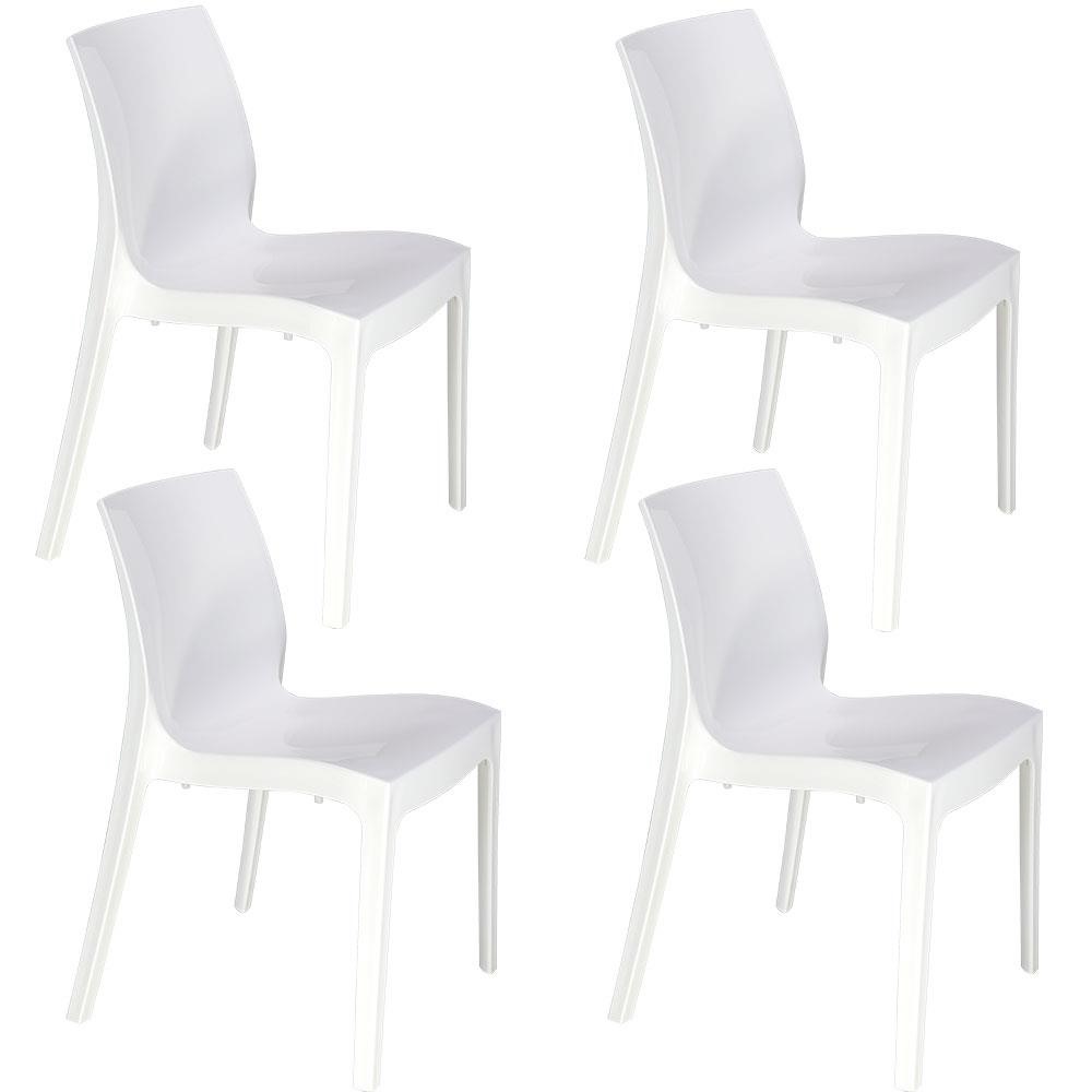 Kit 4 Cadeiras Tramontina Alice Brilho Summa em Polipropileno Branco 92037010