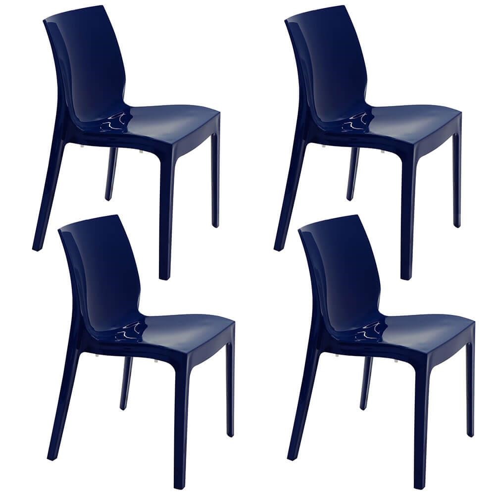 Kit 4 Cadeiras Tramontina Alice Brilho Summa em Polipropileno Azul Yale 92037170