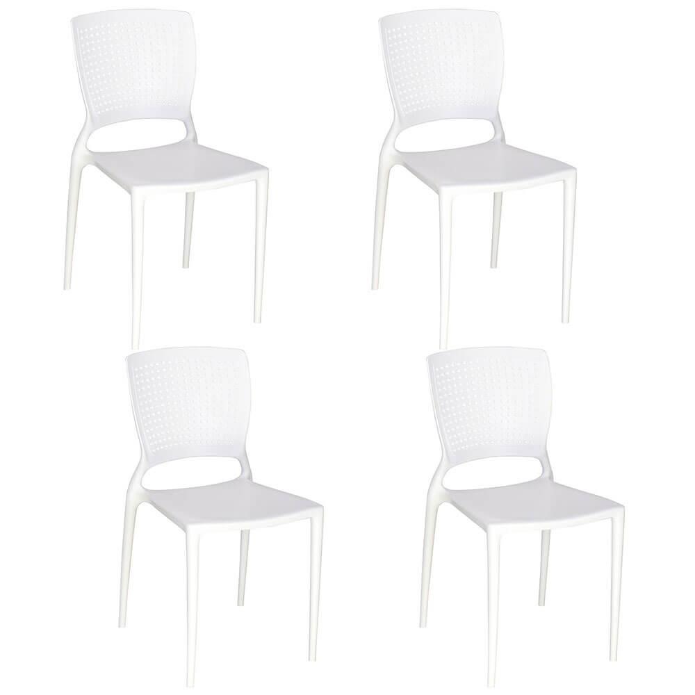 Kit 4 Cadeiras Tramontina Safira em Polipropileno e Fibra de Vidro Branco 92048010