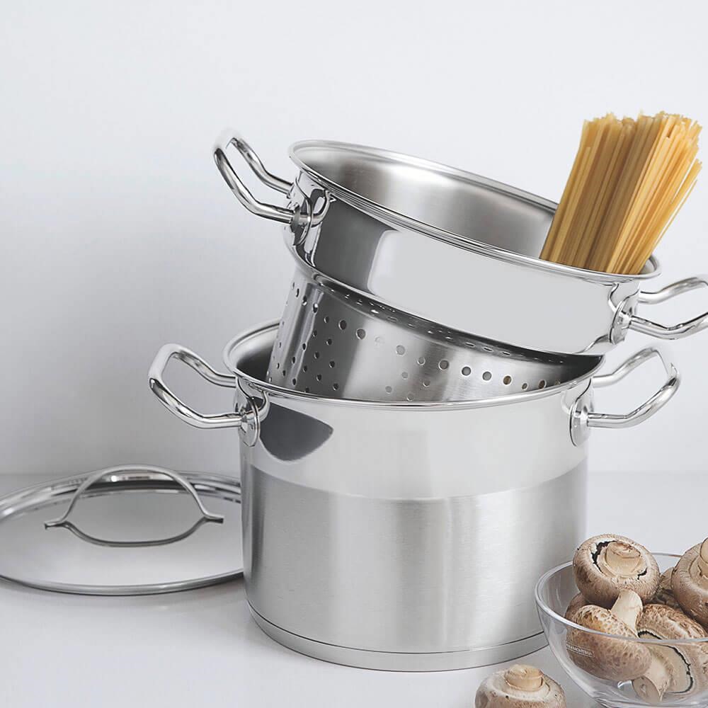 Jogo Cozi-Pasta Tramontina Professional em Aço Inox Fundo Triplo
