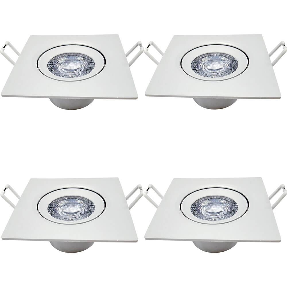 Kit 4 Spot Authentic LED Quadrado de Embutir Avant Branco 5w 6500k - Cód 865021371