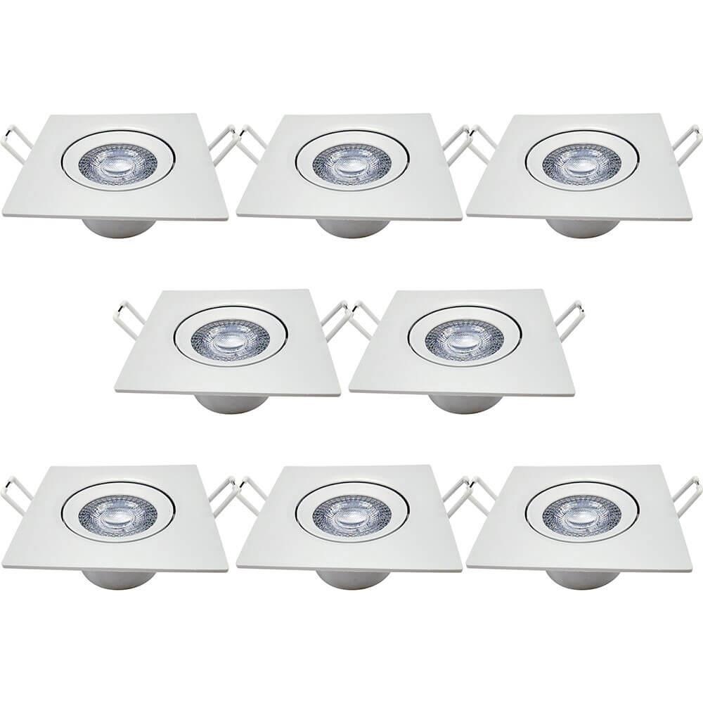 Kit 8 Spot Authentic LED Quadrado de Embutir Avant Branco 5w 6500k - Cód 865021371