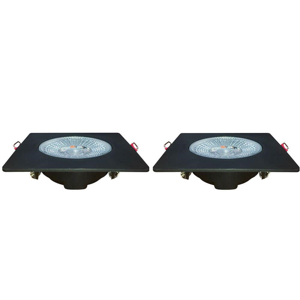 Kit 2 Spot Authentic LED Quadrado de Embutir Avant Amarelo com Corpo Preto Fosco 5w 3000k - Cód 8650