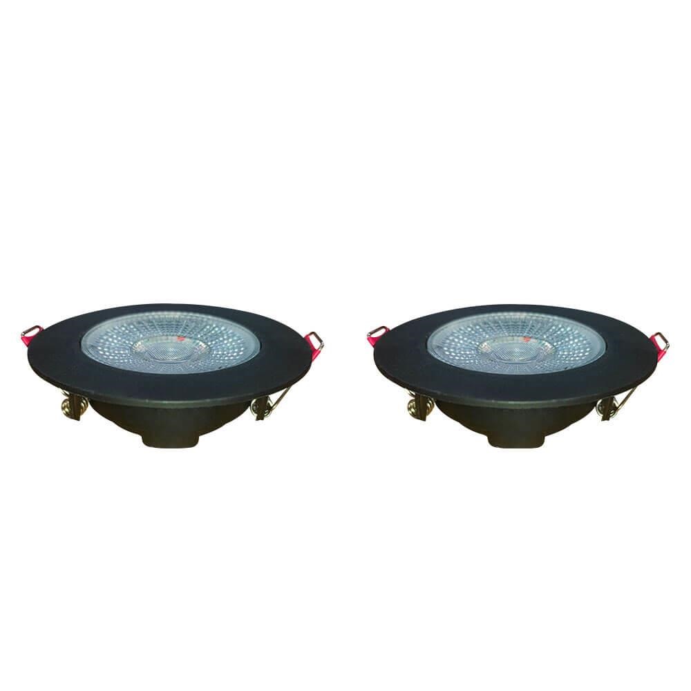 Kit 2 Spot Authentic LED Redondo de Embutir Avant Branco com Corpo Preto Fosco 5w 6500k - Cód 865250