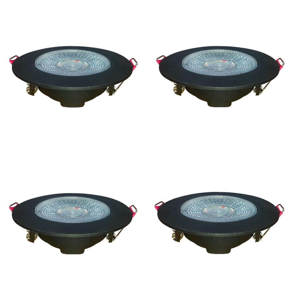Kit 4 Spot Authentic LED Redondo de Embutir Avant Branco com Corpo Preto Fosco 5w 6500k - Cód 865250