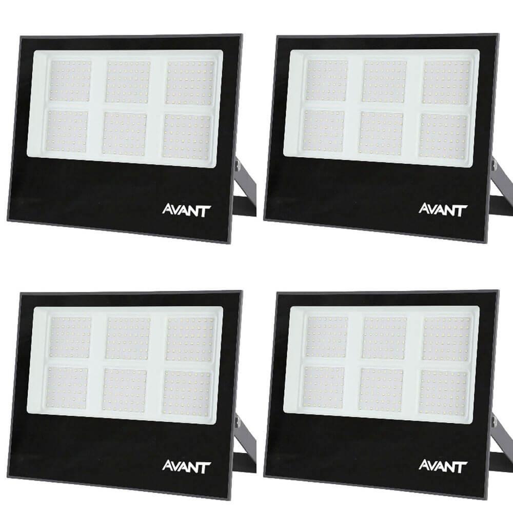 Kit 4 Refletores LED Branco Frio Avant em Alumínio SLIM-300 Bivolt de Sobrepor 6500K - CÓD 259801377