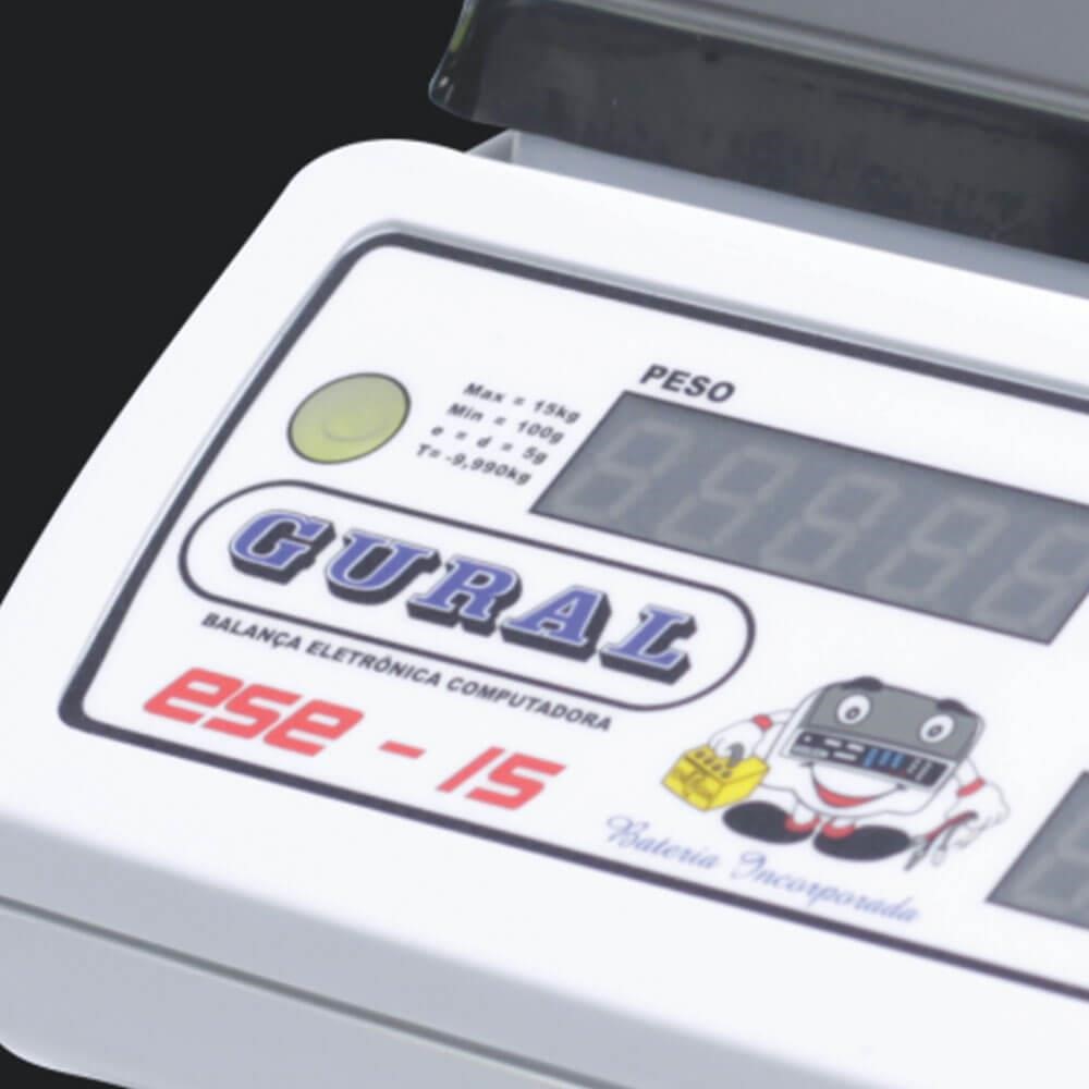 Balança Digital 15KG Comercial Gural Eletrônica ESE-15 WB com Bateria ...