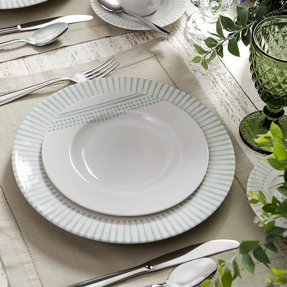 Jogo de Pratos Tramontina Monocroma em Porcelana Decorada 12 Peças