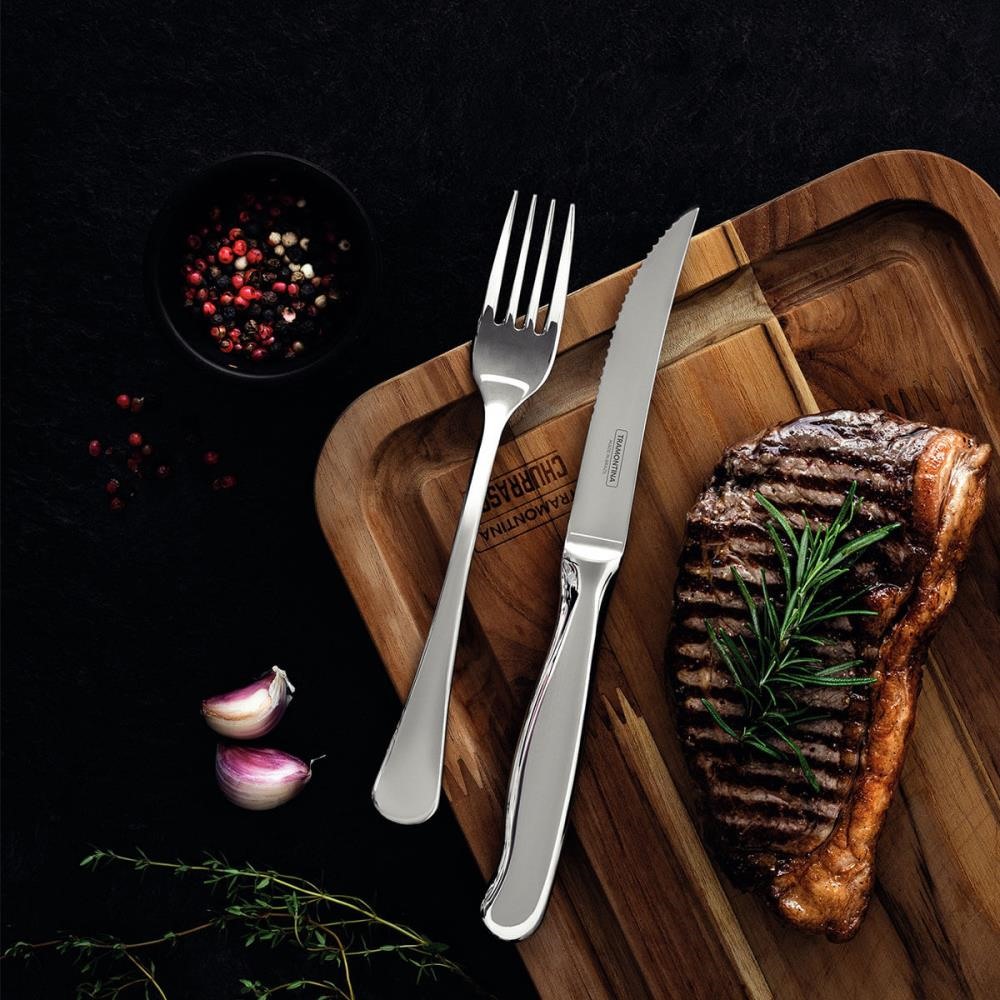 Jogo para Churrasco Tramontina Zurique em Aço Inox Facas Jumbo Fio