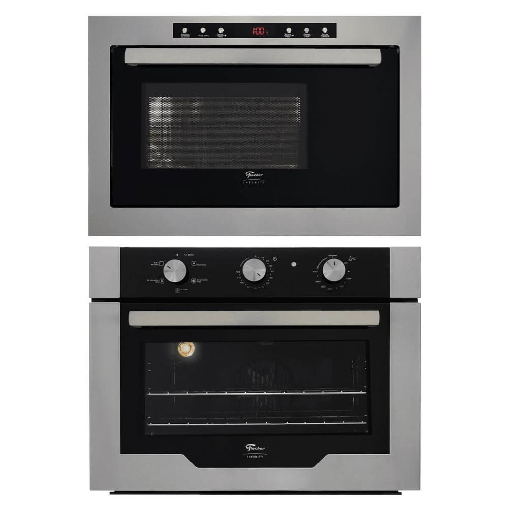 Kit Forno Elétrico Fischer Infinity Embutir 50L 5 Funções Inox + Micro-ondas Infinity 25L Inox 127V
