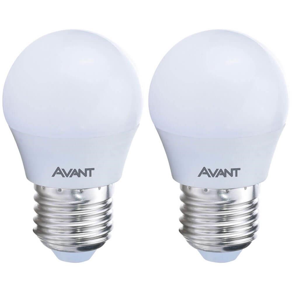 Kit 2 Lâmpadas LED Bolinha Avant Amarelo 4W Bivolt MG350-C 2700K Base E27 - CÓD 285171376