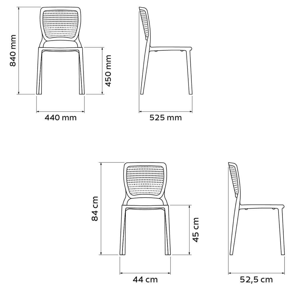 Conjunto Com 4 Cadeiras Tramontina Safira Em Polipropileno E Fibra De Vidro  Terracota