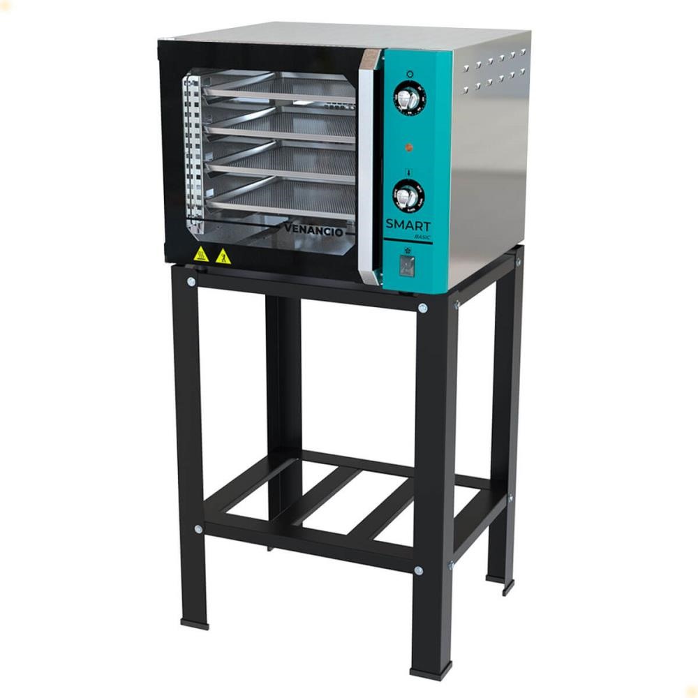 Forno Industrial Convector Venâncio Elétrico Smart Basic Azul Turq 4 Esteiras 220v Com Cavalete