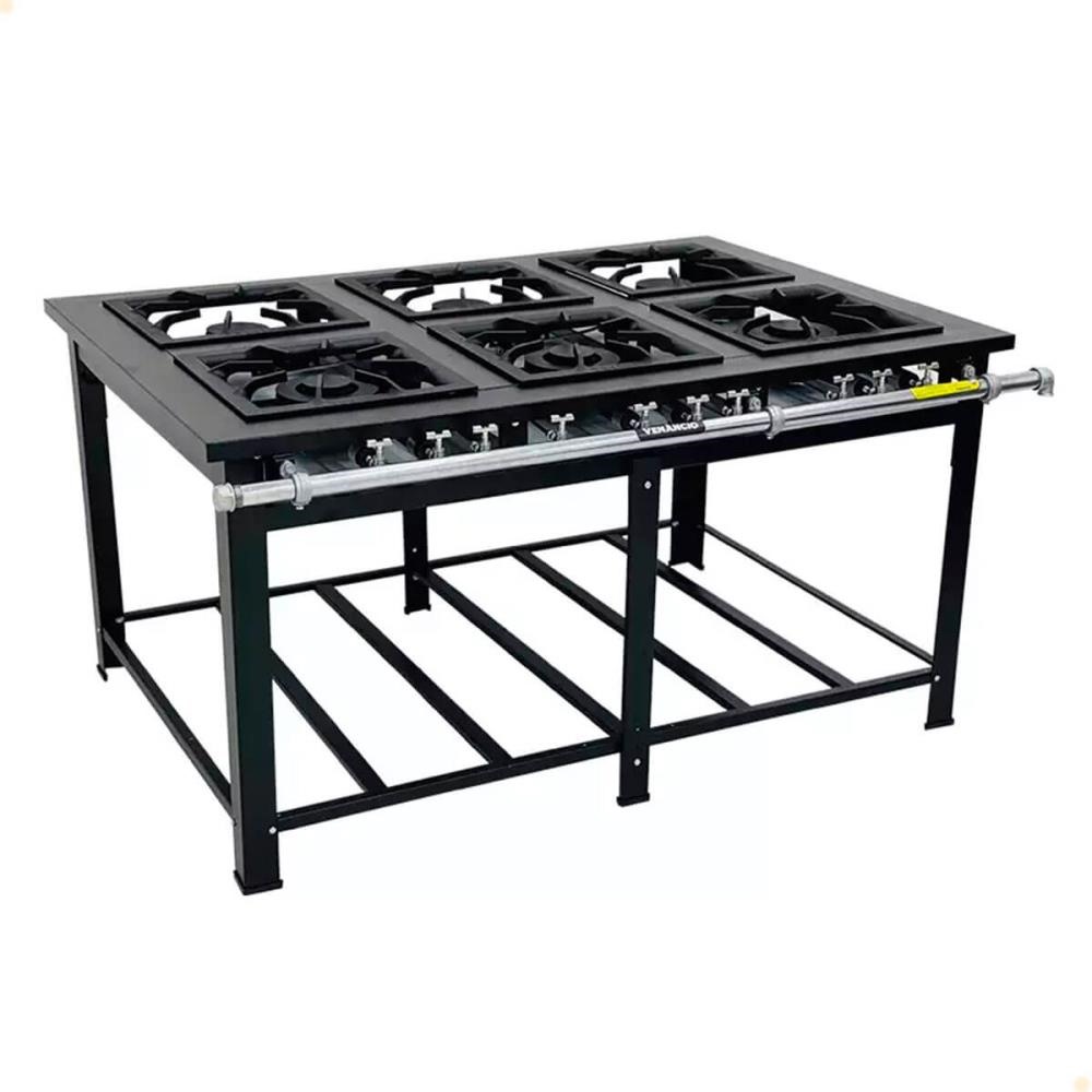 Fogão Industrial A Gás GN Maxi 6 Queimadores Duplos Venâncio 33025