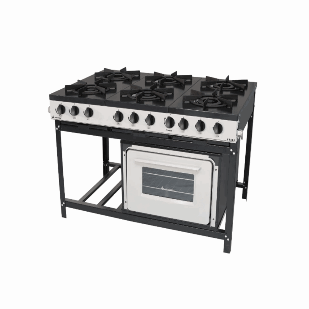 Fogão Industrial Venâncio a Gás Bravo 6 Bocas com Forno Padrão BR6BF