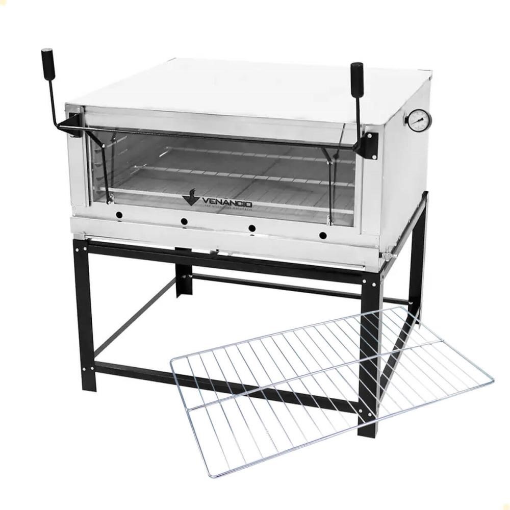Kit Forno Industrial Venâncio Roma Inox 90 Cm com Pedra Refratária Gás GLP + Grelha Adicional FIRI90