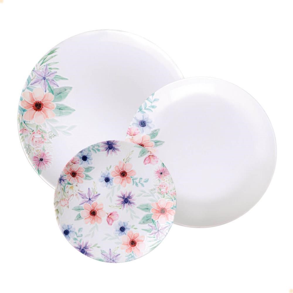 Jogo de Pratos Tramontina Floratta em Porcelana Decorada 12 Peças 96589023