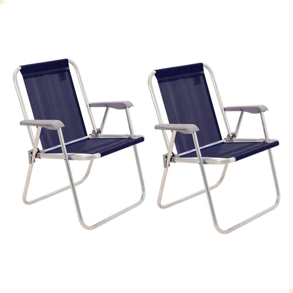 Kit 2 Cadeiras de Praia Tramontina Samoa Alta em Alumínio Azul 92900/006
