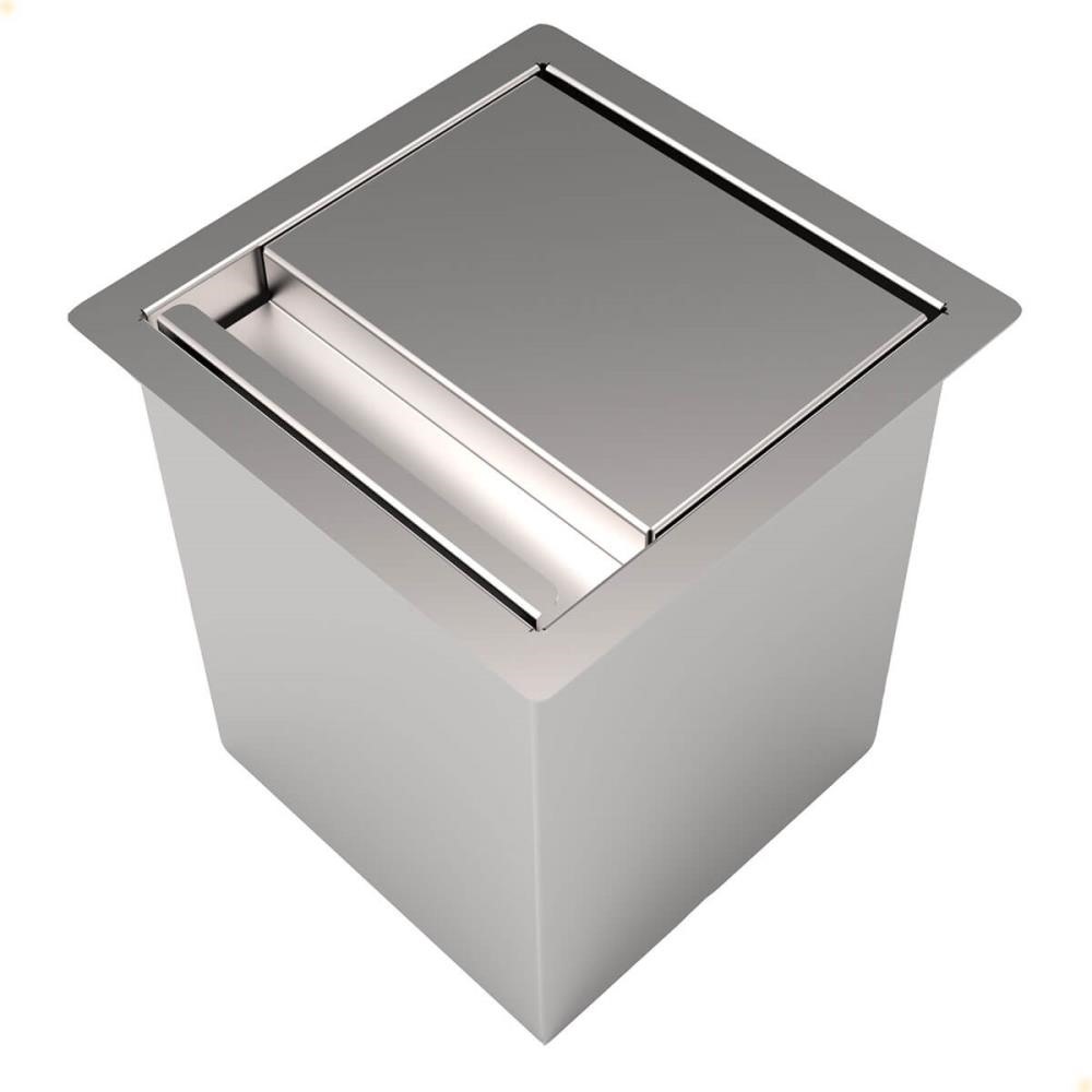 Lixeira De Embutir Quadrada Saro Em Aço Inox 4 Litros De Bancada Com Sistema Anti Odor CLL