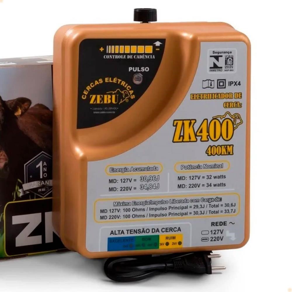 Eletrificador de Cerca Zebu ZK400 220V 3353 - CASA ATIVA LTDA