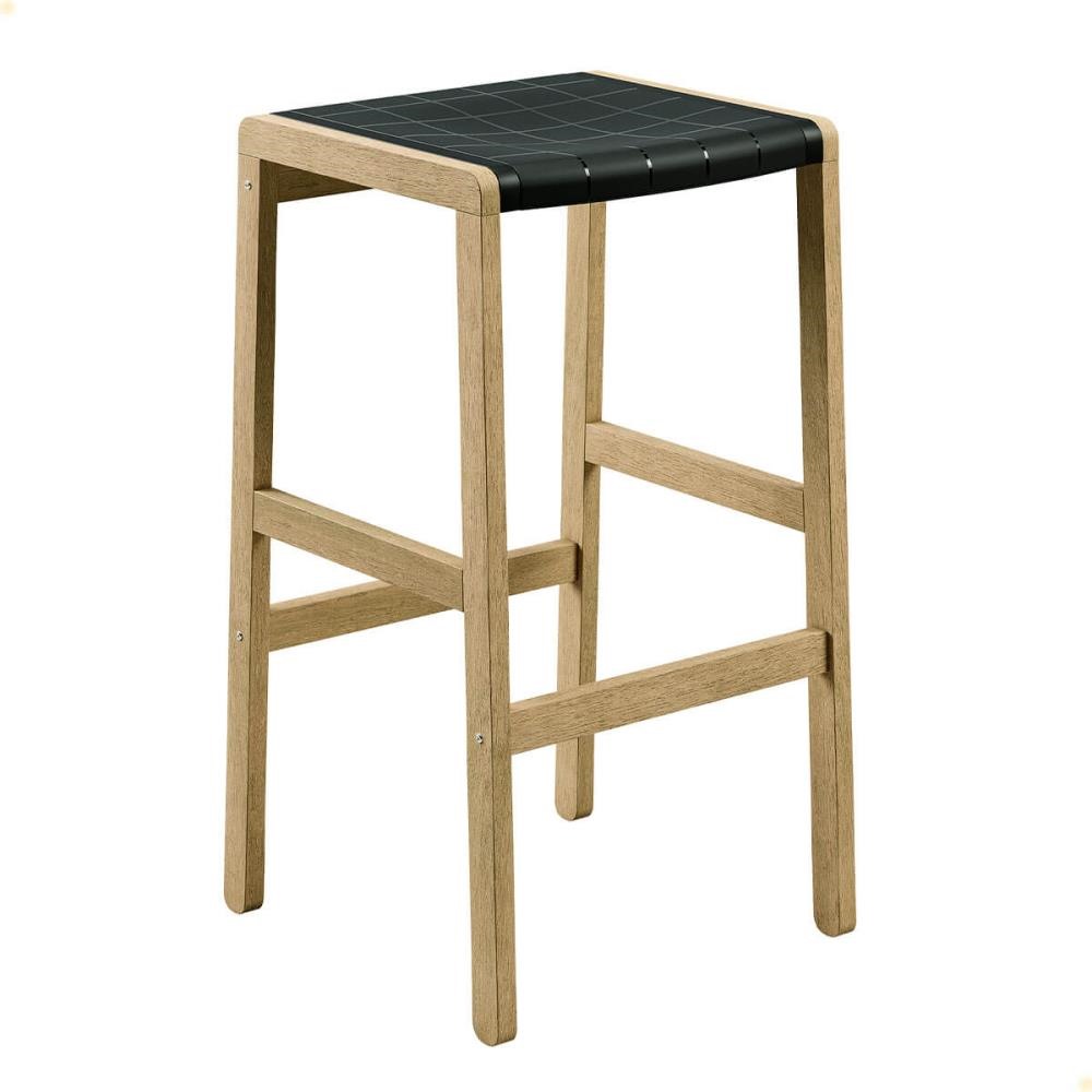 Banqueta Alta Tramontina Potenza Preta 75 cm Madeira Tauari Natural 13718380