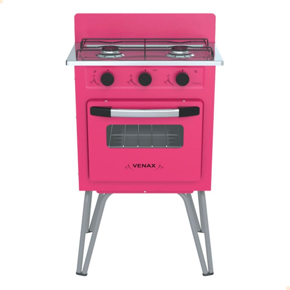 Fogão a Gás Venax Gemini 2 Queimadores Vetro Pink GLP 24128