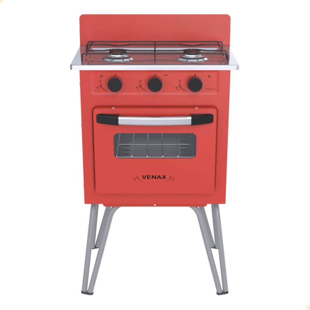 Fogão a Gás Venax Gemini Vetro 2 Queimadores Vermelho GLP 7511