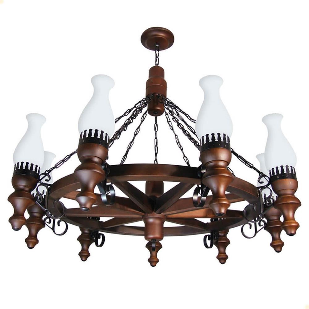 Lustre Muller Roda Carroça 9 Lâmpadas Envelhecido 909E