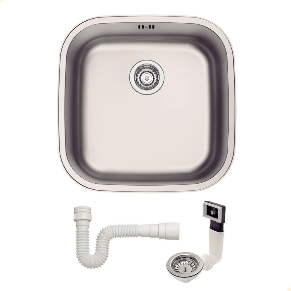 Cuba de Embutir ou Sobrepor Tramontina Aria Maxi 40 BS Em Inox Acetinado 40x40 cm Com Sifão 94029103